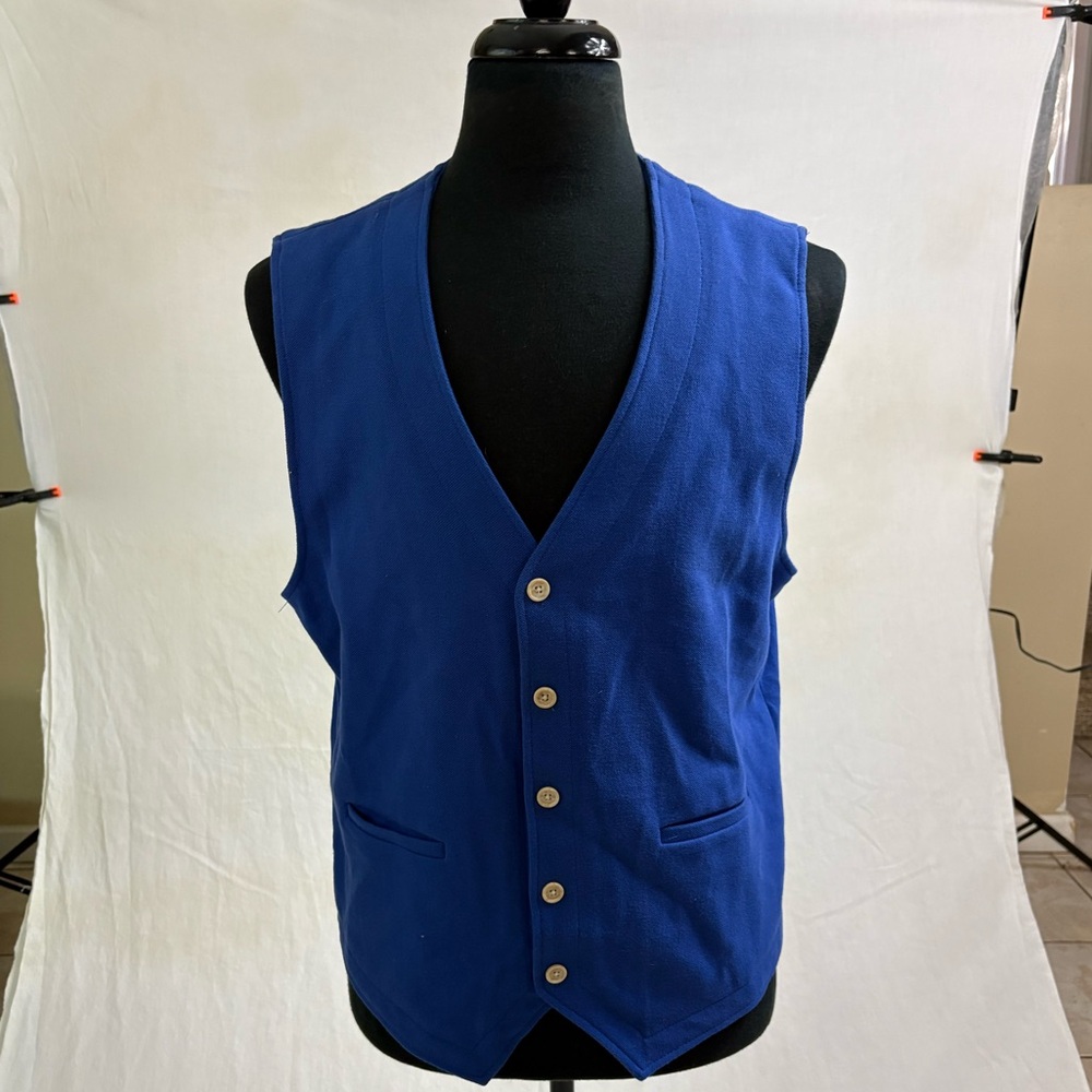 Mens Paulo Solari Blue Vest Button Front Large